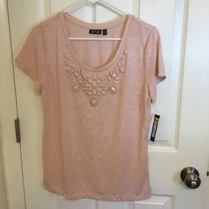 Blush Rose Apt. 9 T-shirt w/Gemstones Size PL NWT